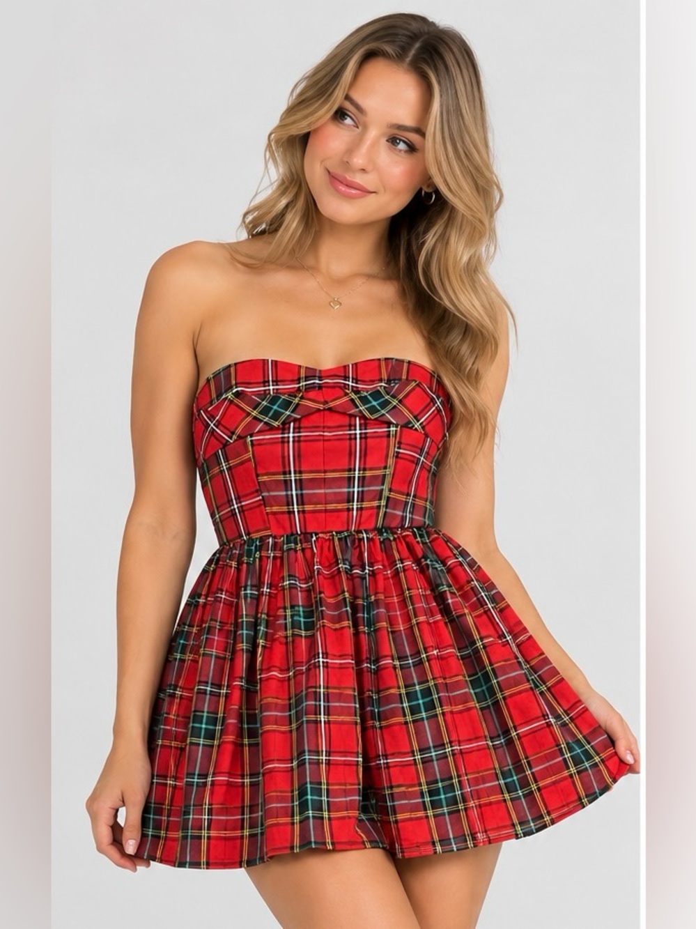 Ardene Red Plaid Tartan Holiday Mini Skirt Size Small